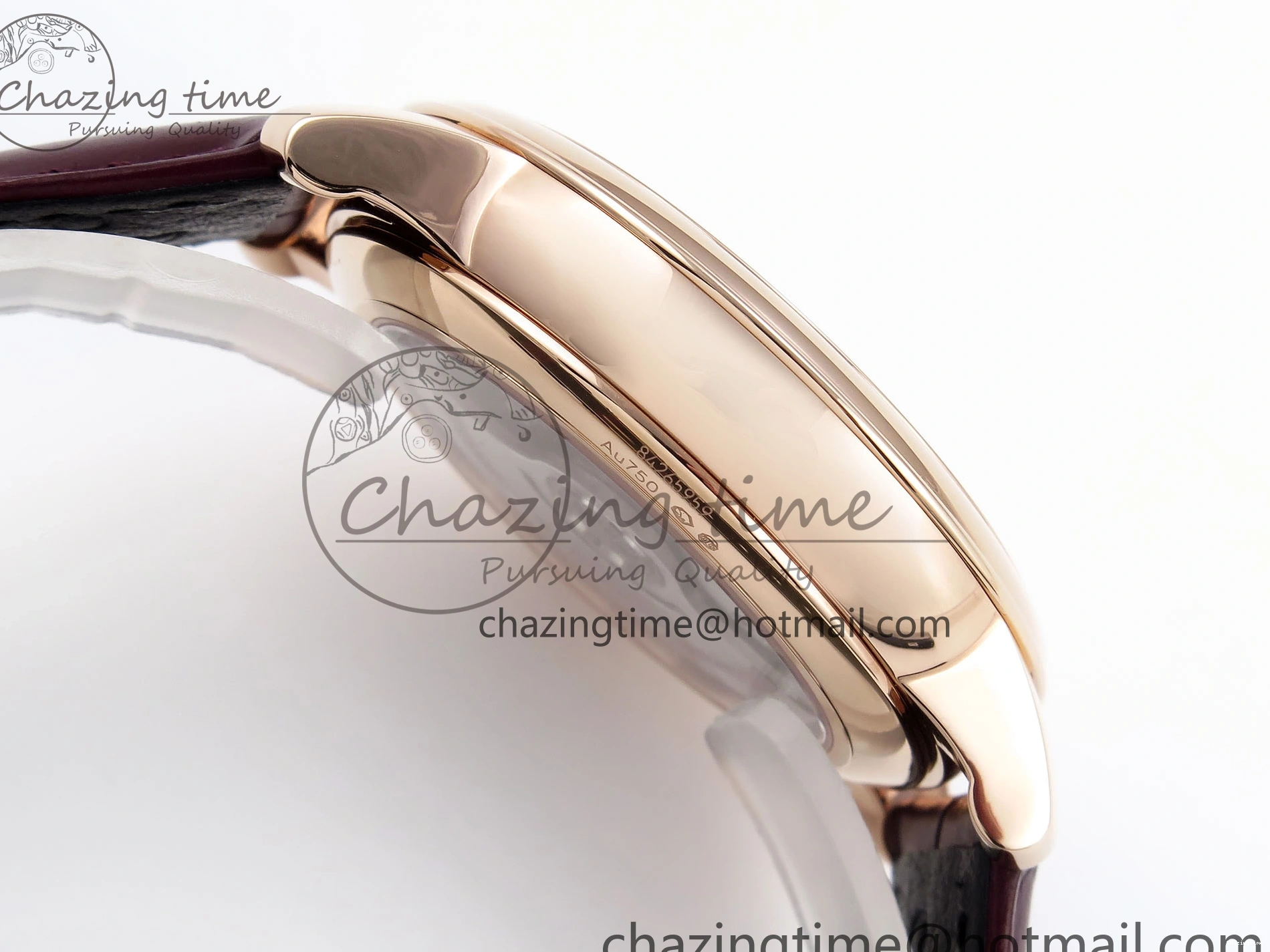 0203 Modern De Ville Date RG MKF 1:1 Best Edition White Textured Dial Roman Marker on Brown Leather Strap A 7752